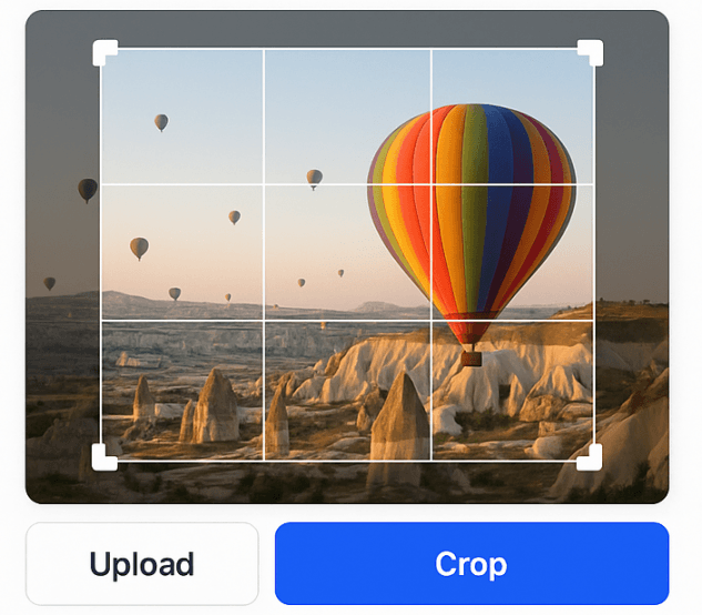 Image cropper upload to crop interface