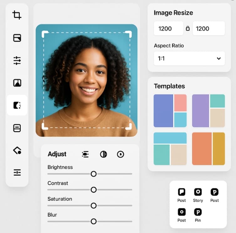 Online image cropper interface