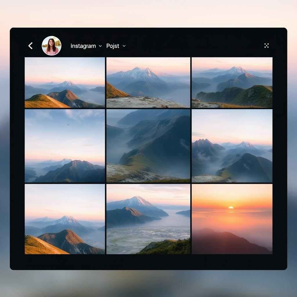 Instagram profile showing a perfectly aligned grid of split images